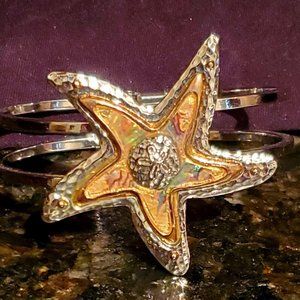 Silver Starfish w/Sea Glass Bangle